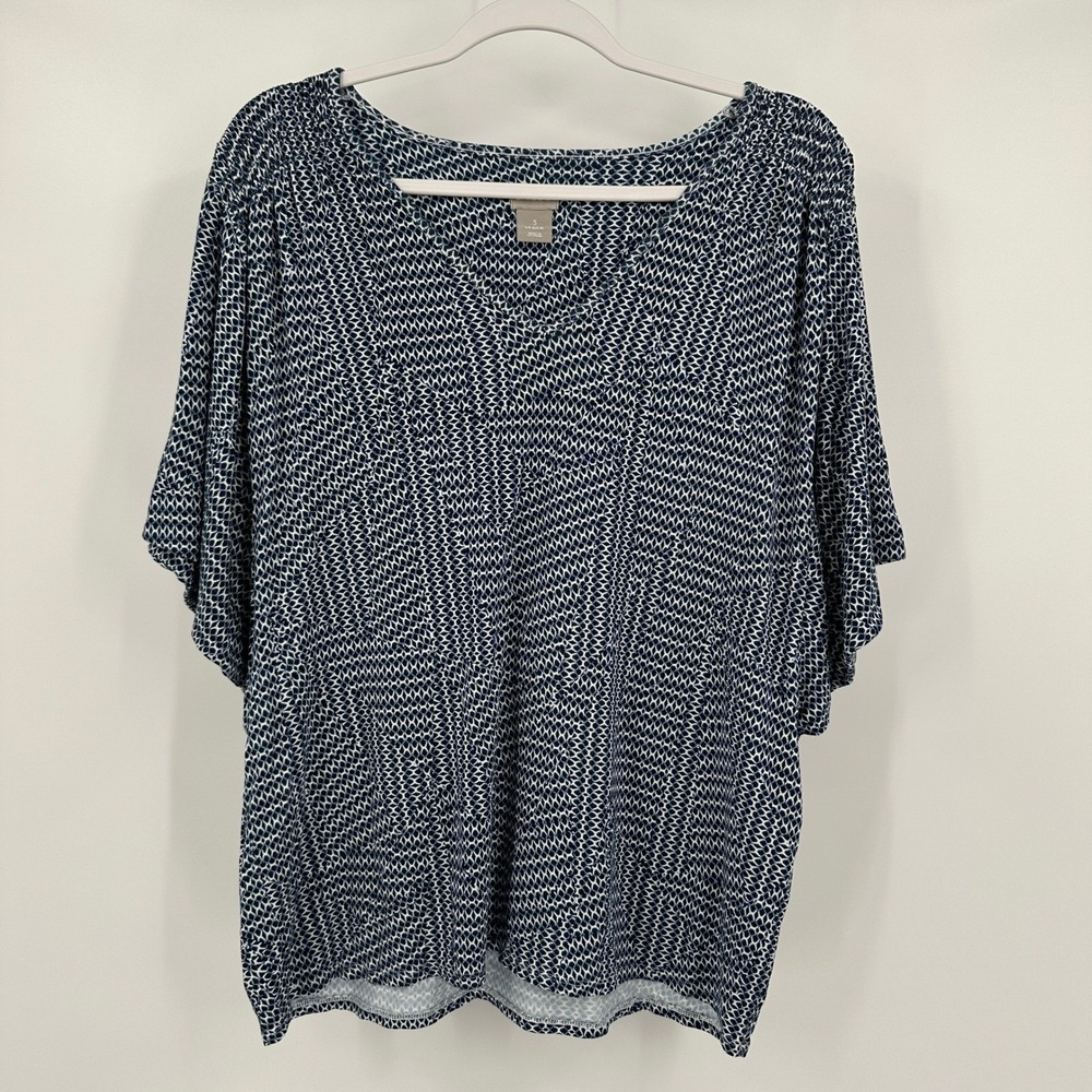 Chicos Womens Boho Geometric Top SIze 3 US XL Office Business Casual Modern